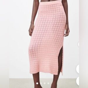 ZARA POINTELLE PINK MIDI SKIRT